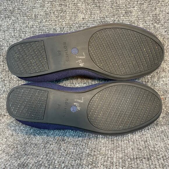 Rothys The Flat Maritime Blue Round Toe Ballet Flat Shoes Women\'s Size 8.5